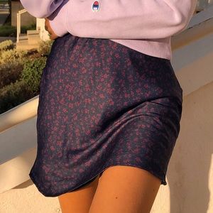 UO Rosa satin slip mini skirt